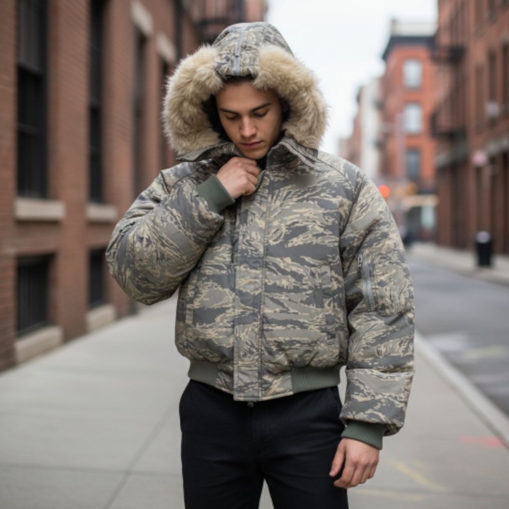 Vintage Dakota Outerwear N-2B Parka Digital Tiger Stripe Camo with F, Men's XS-S